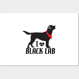 Black Labs Labrador Retriever Dogs Pattern in Blue Posters and Art